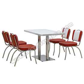 1950s retro diner table and chairs R-8193-High quality rubby 5 channels with handle American chrome diner chairs with white formica diner table set furniture