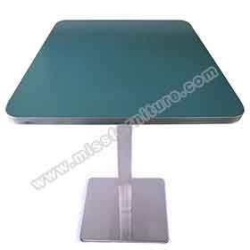 American 1950s retro diner table R-8203-Formica fireproof turquoise color square table top with aluminium table edge and 304# stainless steel table legs retro 1950's diner table