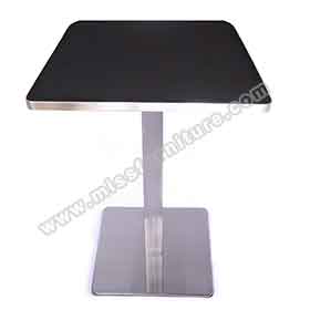 American 1950s retro diner table R-8206-Black and glossy Formica laminate table top with square stainless steel legs midcentury 50's retro diner table