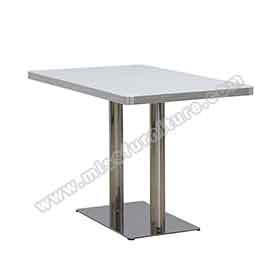 American 1950s retro diner table R-8215-4 seater rectangle white color table top with rectangle steel table bases retro 50's restaurant table