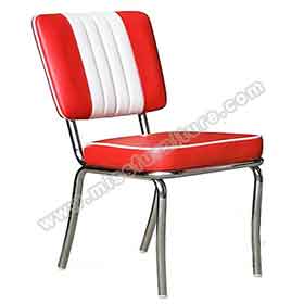 american 1950s retro diner chairs R-8301-Classic red and white leather american 1950s retro diner chairs, 4 channels stainless steel frame retro chrome diner chairs