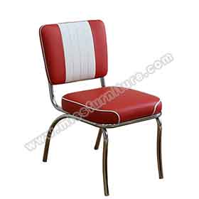 american 1950s retro diner chairs R-8307-High quality red and white PU leather 1950s style american chrome diner chairs, smooth with piping steel/chrome 50s retro diner chair