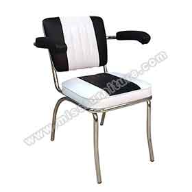 american 1950s retro diner chairs R-8323-Customize black and white with armrest stripe back midcentury american diner chairs, white stripe back armrest american 50s diner chairs