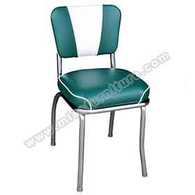 american 1950s retro diner chairs R-8334-Turquoise and white smooth with piping V back 1950s diner chairs, turquoise V back with thick seat 1950's diner chair made in China