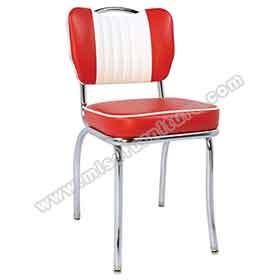 Red and white colour with handle 1960's style retro diner chairs, stainless steel classic with handle backrest retro 1960s diner chairs