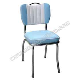 american 1950s retro diner chairs R-8358-White stripe back and blue leather handle back american metal chairs, high quality with handle back american style 1950s retro metal chairs