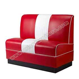 Red and white leather double seater retro 60s Bel Air diner couches, 60s style retro Bel Air booth couches with sponge and spring seater