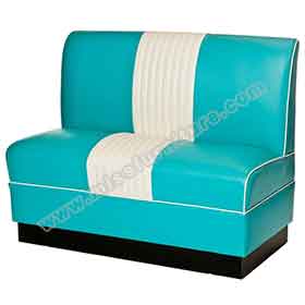 american 1950s retro diner booths R-8526-Turquoise vinyl 60's american style dinette booth couches, thick seating and backrest american 1960's dinette booth seating furniture