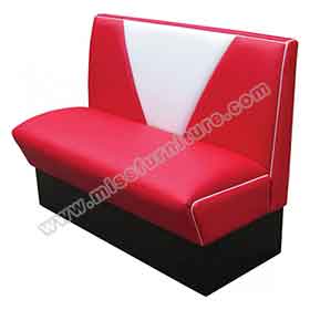 Wholesale red and white V backrest vintage retro restaurant booth, V back red and white 1950s retro restaurant booth seating furniture