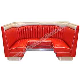 american 1950s retro diner booths R-8554-Customize red wave top midcentury retro diner corner booth seating, red wave top with steel footer 6 seat retro 50's corner booth seating