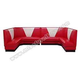 U shape V backrest red american 1950s retro dinette booth sofas, american style dinette retro V backrest U shape booth sofas for sale