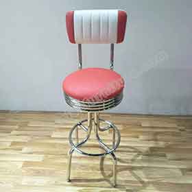 american 1950s retro diner stools R-8810-High quality vintage design short back PVC leather retro club #201 steel bar chairs, 65/75cm seater stainless steel commercial retro 50s club bar chair