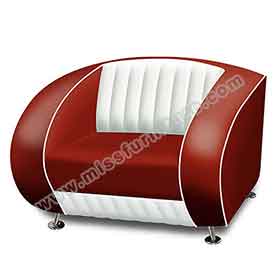 Classic red American 1950s retro diner single Bel Air sofas seating, dining room american retro single Bel Air sofas