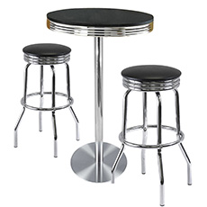 50s retro bar tables and chairs set R-8609-Hot sale American mid-century retro fire proof bar table and barstools set, retro 50s round bar table barstools set