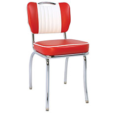 Retro 1950s diner chrome 1.8mm dining chair, with handle vinyl American 50s style retro restaurant chair