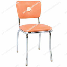 New American retro kitchen chair,with one button back leather upholstered chrome retro kitchen chair