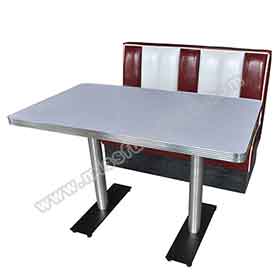 1950s retro diner table and booths R-8101-Classic American 1950s retro diner rubby and white color stripe booth seating and table set furniture