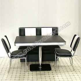 Classic American restaurant fifties style black color retro diner booth seating and diner chairs diner table set furniture