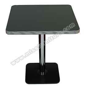 American 1950s retro diner table R-8207-Popular 4 seater square black color formica table top with black iron and steel table legs american retro kitchen table