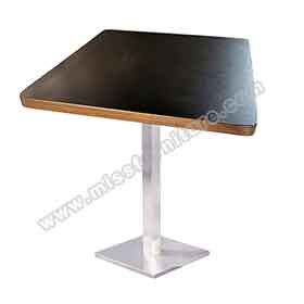 American 1950s retro diner table R-8212-Black square formica veneer with glossy aluminium edge and steel table legs 50's american diner table