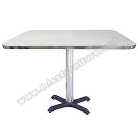 American 1950s retro diner table R-8220-Formica laminate with plywood white table top with aluminium edge and black iron cross base american 1950's kitchen table