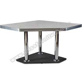 American 1950s retro diner table R-8221-3/4 square white Formica laminate with aluminium table edge and iron 3 table legs midcentury american retro dinette table