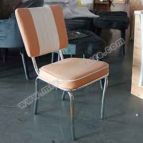 american 1950s retro diner chairs R-8305-Customize little orange leather midcentury style american diner chairs, colorful leather with piping stainless steel retro 1950s diner chair