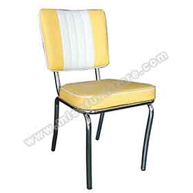 american 1950s retro diner chairs R-8303-Wholesale yellow and white color leather mid-century retro american diner chairs,yellow leather piping american chrome retro diner chairs