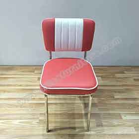 american 1950s retro diner chairs R-8304-Coffee room 4 channels stripe red leather american chrome diner chairs, café room stainless steel american retro chrome diner chairs