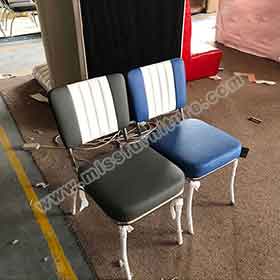 american 1950s retro diner chairs R-8309-Customize blue/black leather chrome diner chairs, simple seater blue/black with white american 50s diner chrome chairs for sale