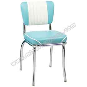 american 1950s retro diner chairs R-8310-Glossy turquoise and white color leather 6 channels back with steel frame 1950s diner chair, glossy turquoise retro 1950s diner chair