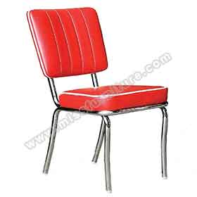 american 1950s retro diner chairs R-8316-High gloss stainless steel red leather with thick seat 1950's retro kitchen chairs, stripe back red color chrome american 1950 kitchen chairs