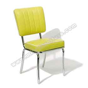 american 1950s retro diner chairs R-8317-Durable yellow PVC back and thick seat retro dining room chairs, yellow stripe back stainless steel frame american 50's dining room chairs