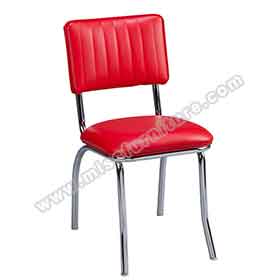 american 1950s retro diner chairs R-8319-Customize red stripe back and red thin seat american retro dinette chairs, gloss chrome frame 1950s american dinette chairs for sale