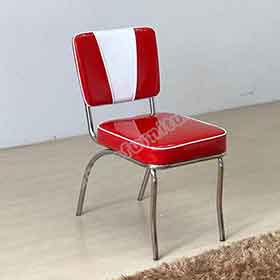 american 1950s retro diner chairs R-8333-Classic gloss red and white V back thick and smooth steel 1950's retro chairs, V back gloos red leather 1950's retro chairs for sale