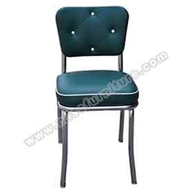 Drak turquoise colour 4 button backrest thick seat american diner chairs, midcentury 1950s style stainless steel american diner chairs