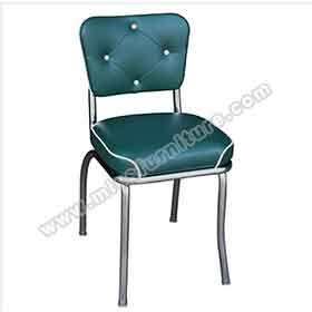 american 1950s retro diner chairs R-8342-Drak turquoise leather 4 button back vintage chrome restaurant chairs, thick seat with back button retro restaurant chrome chairs