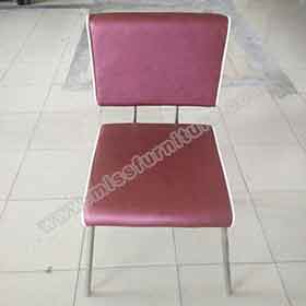 Customize purple PU thin seat and back 1960s style retro chrome chair, purple leather steel frame with piping 60s chrome retro chairs