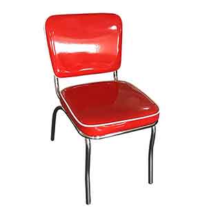 american 1950s retro diner chairs R-8381-High quality red color vinyl stainless steel frame 1950's diner chairs, red leather back and seat kitchen 50's diner chairs