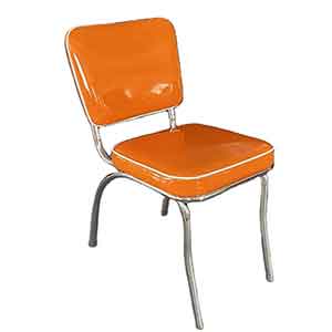 american 1950s retro diner chairs R-8383-Customize orange color leather American style 50s retro diner chair, orange color back and seat 1950s American diner chairs