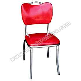 american 1950s retro diner chairs R-8361-red leather bent backrest with handle retro 50s diner chairs, stainless steel frame with red color bent back 1950s retro diner chairs with handle