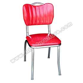 american 1950s retro diner chairs R-8362-red colour with stripe and handle back classic american diner chrome chairs, all red PU leather with handle american classic chrome diner chairs