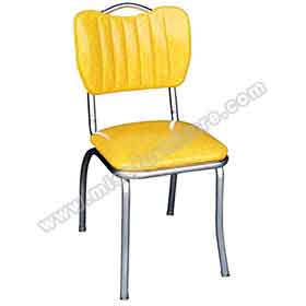 american 1950s retro diner chairs R-8363-Stripe back with handle yellow leather american style 1950s dinner chairs, steel frame with thin seat 1950s american dinner chairs