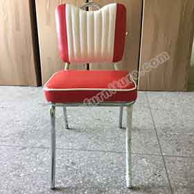 american 1950s retro diner chairs R-8368-Red pu leather stripe back steel american retro dinette chairs, with handle stainless steel red colour american style 1950s dinette chairs