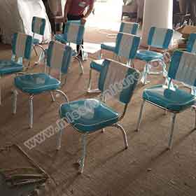 american 1950s retro diner chairs R-8370-Gloss turquoise vinyl fast food room 1950s style retro chrome chairs, steel frame with gloss turquoise leather retro 1950s fast food chairs