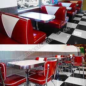 Australia warhington american diner-1950s style rubby color american retro diner booth sofas and table set, retro diner chairs and table set furniture gallery