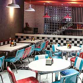 Norway David retro diner-1950s style turquoise color american retro diner table and and chairs set, american diner booth seating and table set gallery