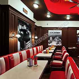 UK 150s Bourdain Food-American 1950s style retro diner booth seating and table set, retro diner bar counter and bar chairs set gallery