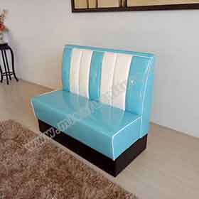 American midcentury V shape retro diner Booth Sofa, colorful 1950s retro restaurant V shape American booth sofa