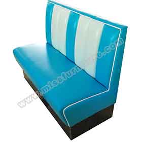 american 1950s retro diner booths R-8508-Customize glossy vinyl leather american retro kitchen booth seating, midcentury classic glossy blue 2 seating retro kitchen booth seating